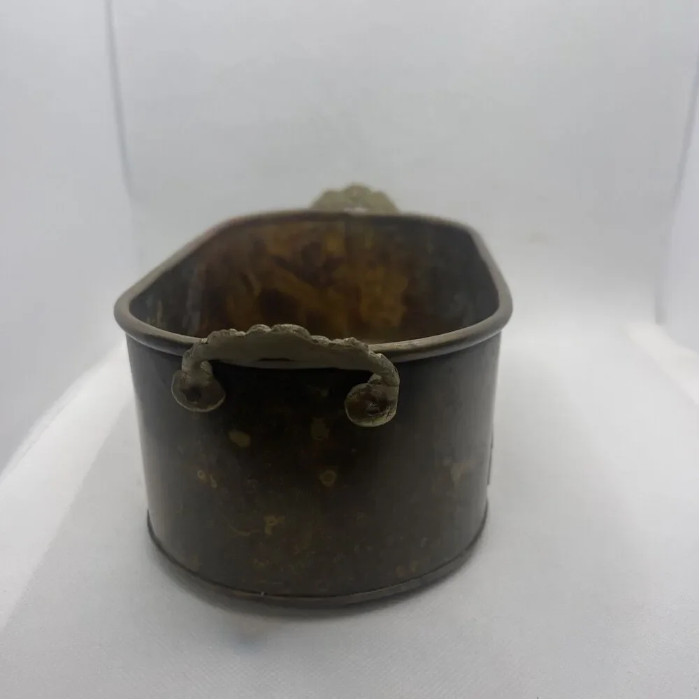 Vintage copper Duck planter with brass handles oval hand made VERY RARE
